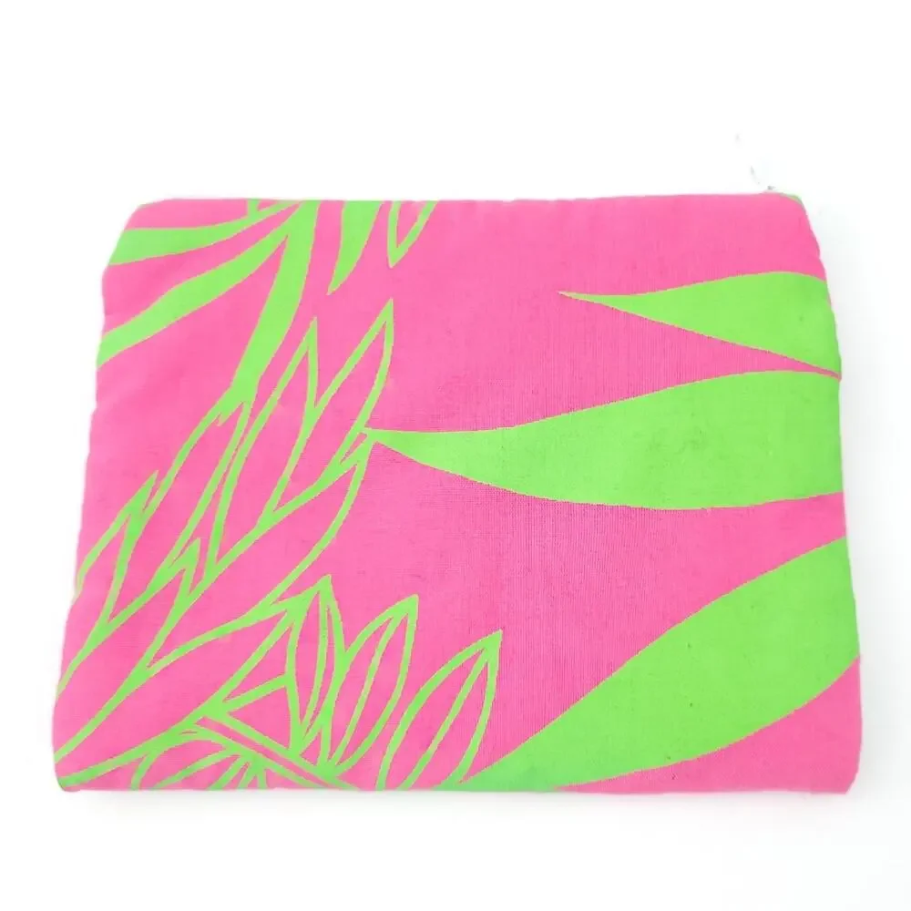 Tropical Fabric Change Purse Zip Up, Pink and Green Palm Print, Jungle 5x4